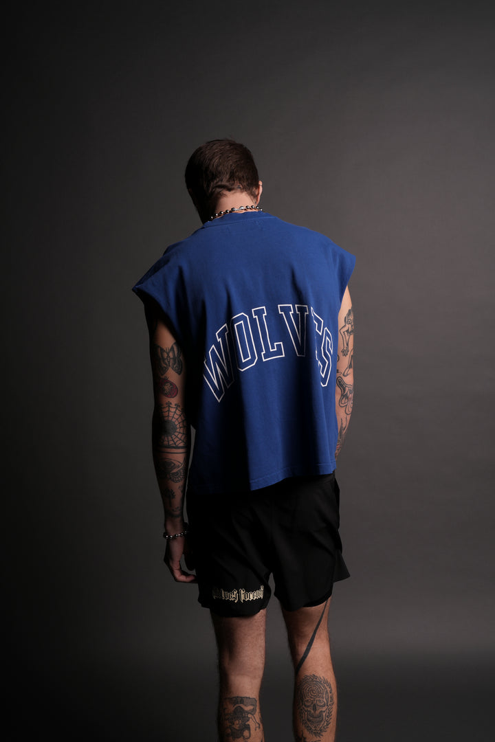 Powerhouse Wolves Premium "Box Cut" Muscle Tee in Darc Cobalt