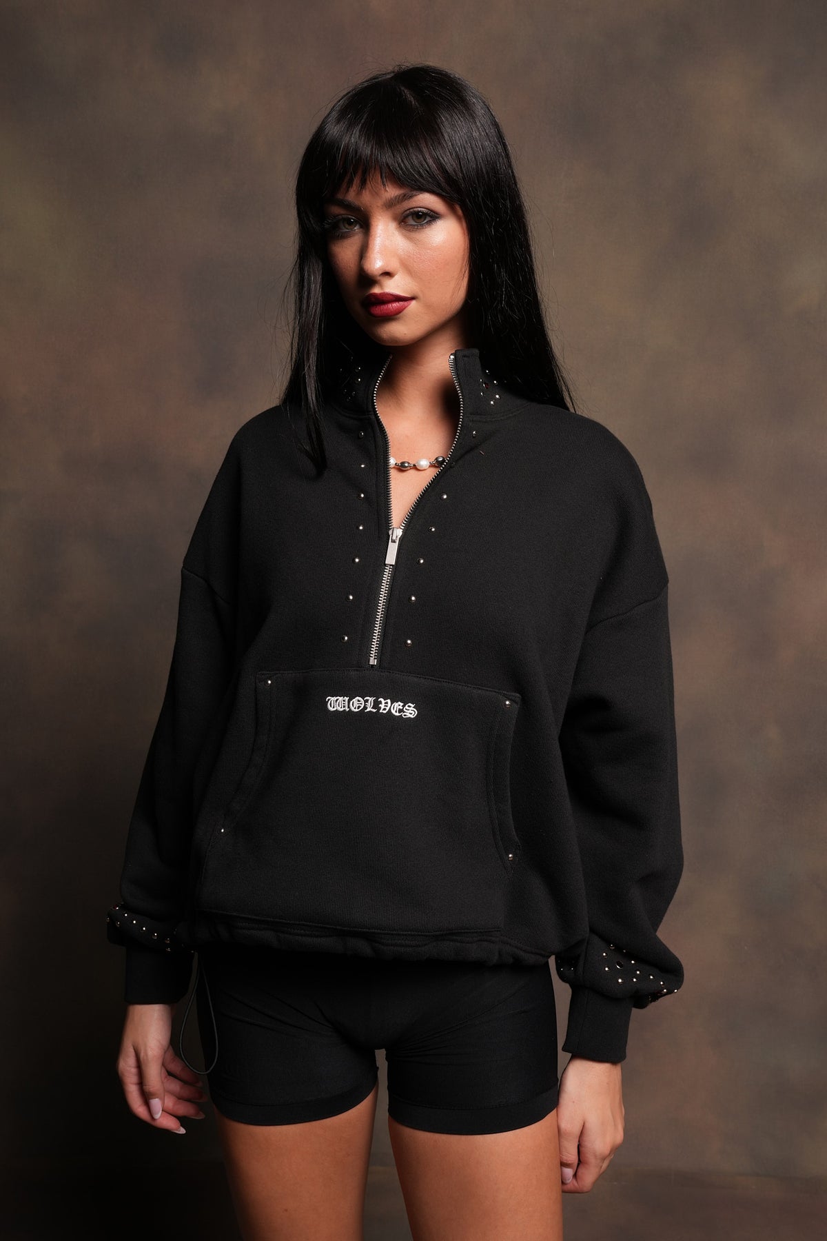 Stud Lobo She Everson Mockneck Sweater In Black