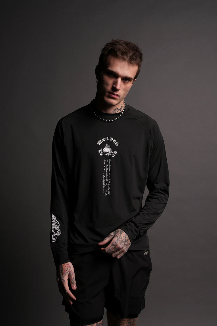 The Fire Inside "Dry Wolf" Raglan (LS) Tee in Black