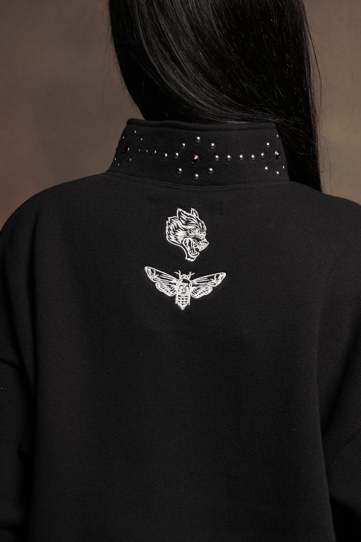 Stud Lobo She Everson Mockneck Sweater In Black