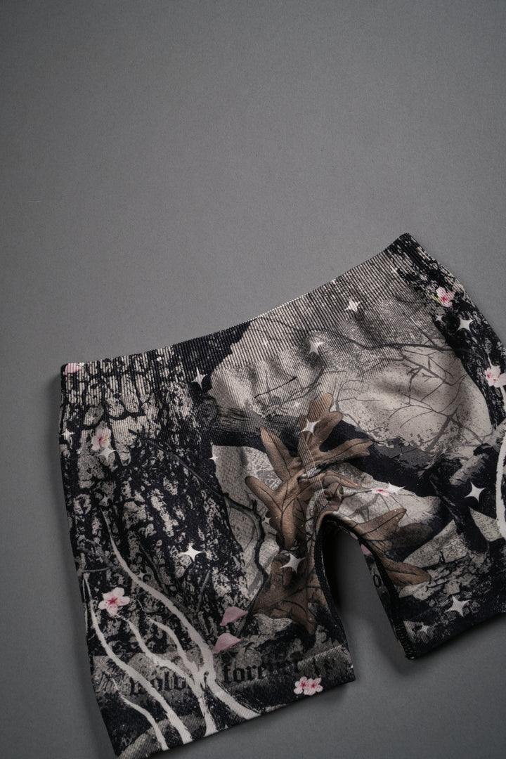 Warrior's Fire Everson Seamless Katya Shorts in Starry Blossom Woodland Camo