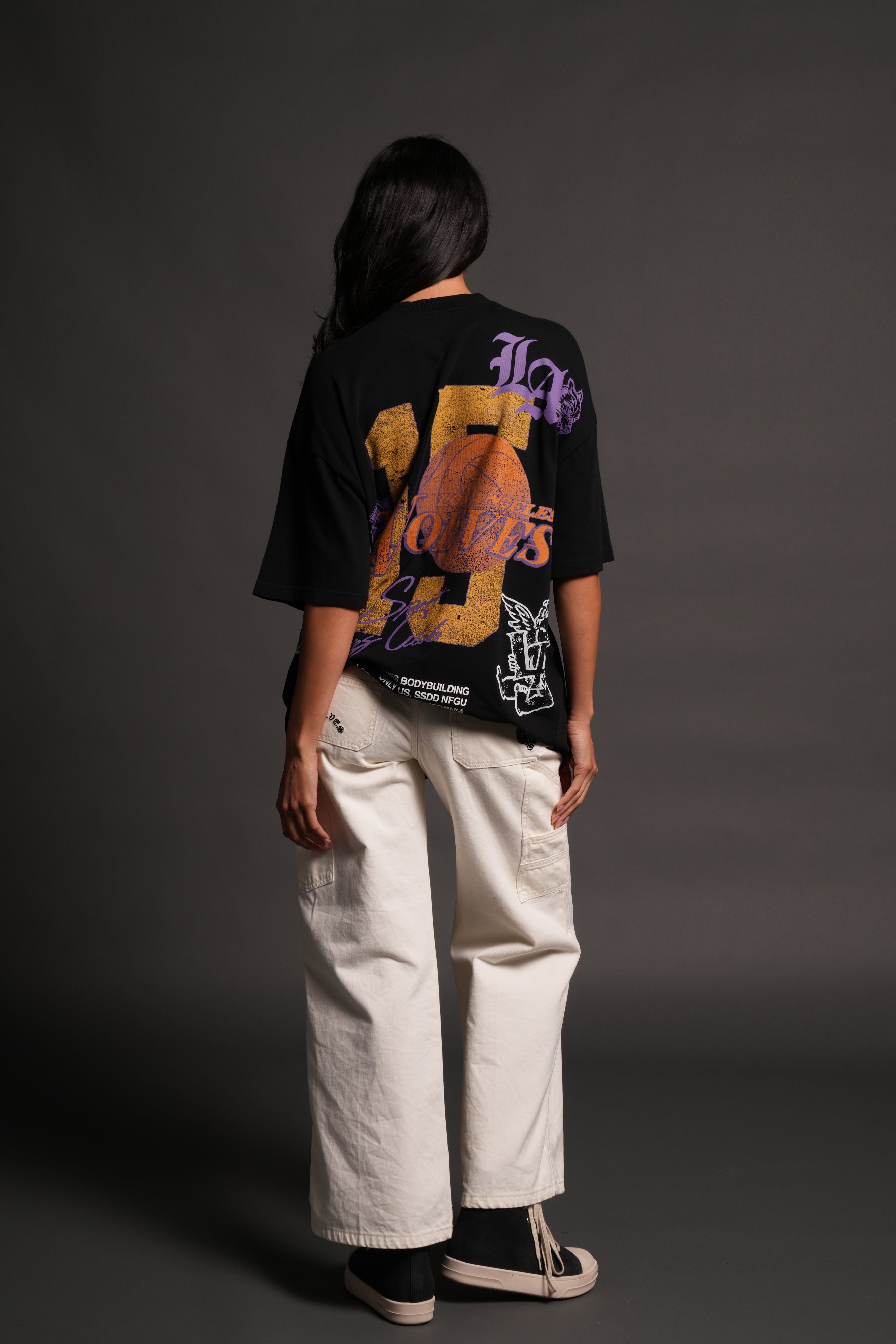 La Has Your Back Premium Oversized Tee in Black