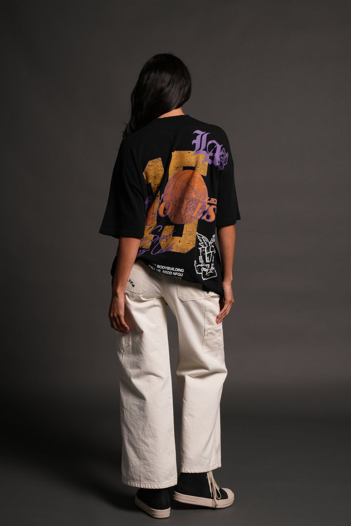 La Has Your Back Premium Oversized Tee in Black