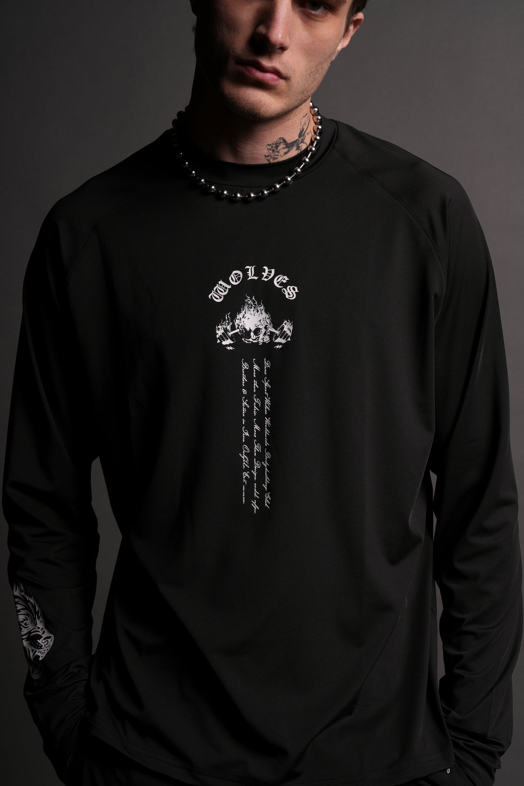 The Fire Inside "Dry Wolf" Raglan (LS) Tee in Black