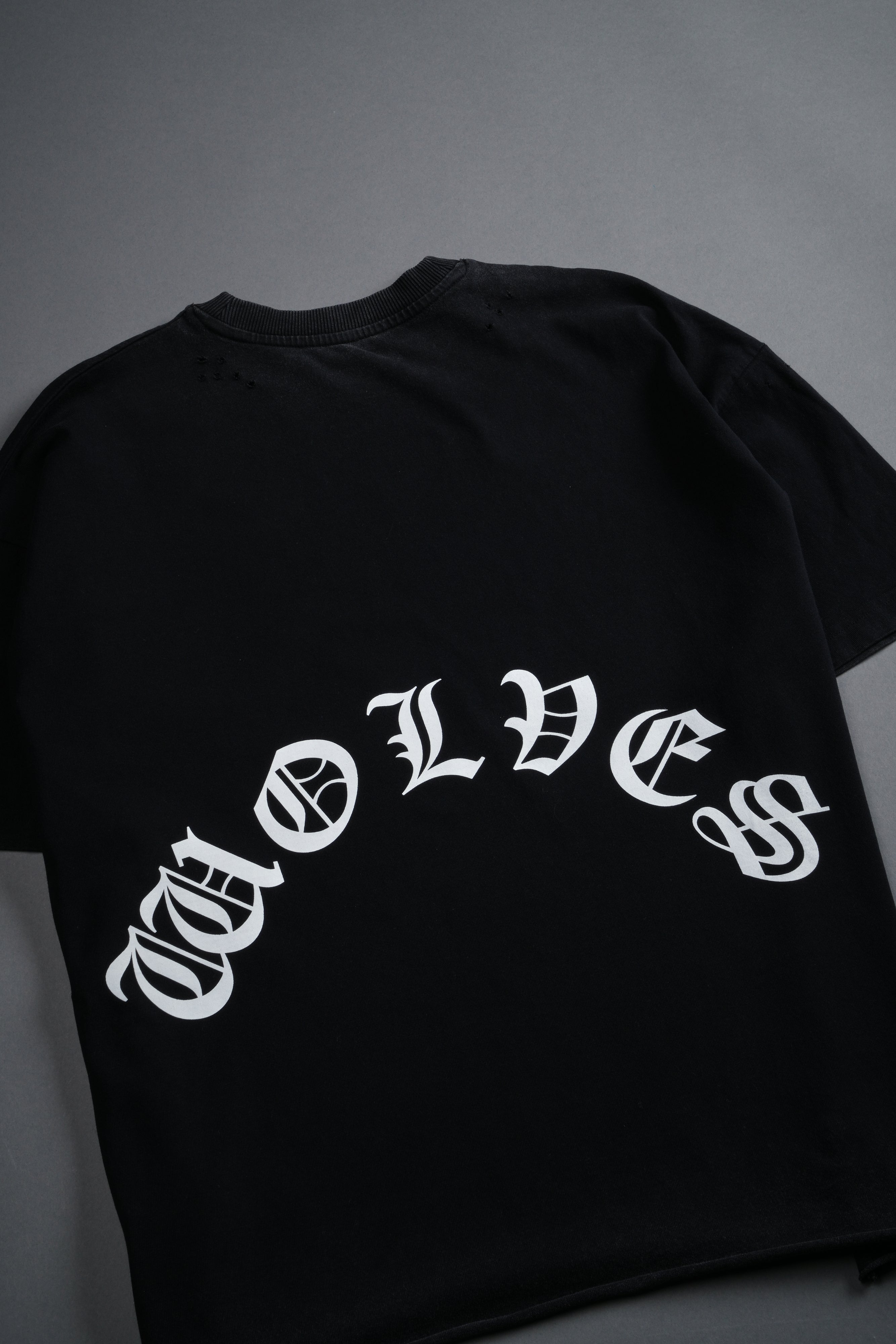 Dark Order Distressed Grunge Mid Length Raw Hem Tee V2 in Black