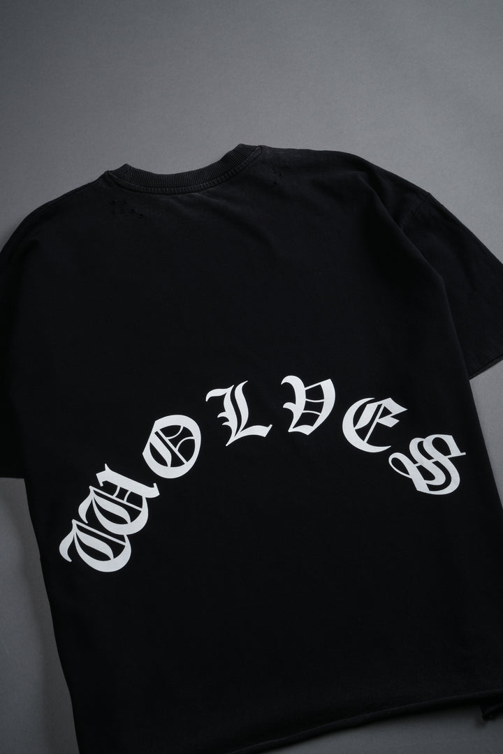 Dark Order Distressed Grunge Mid Length Raw Hem Tee V2 in Black