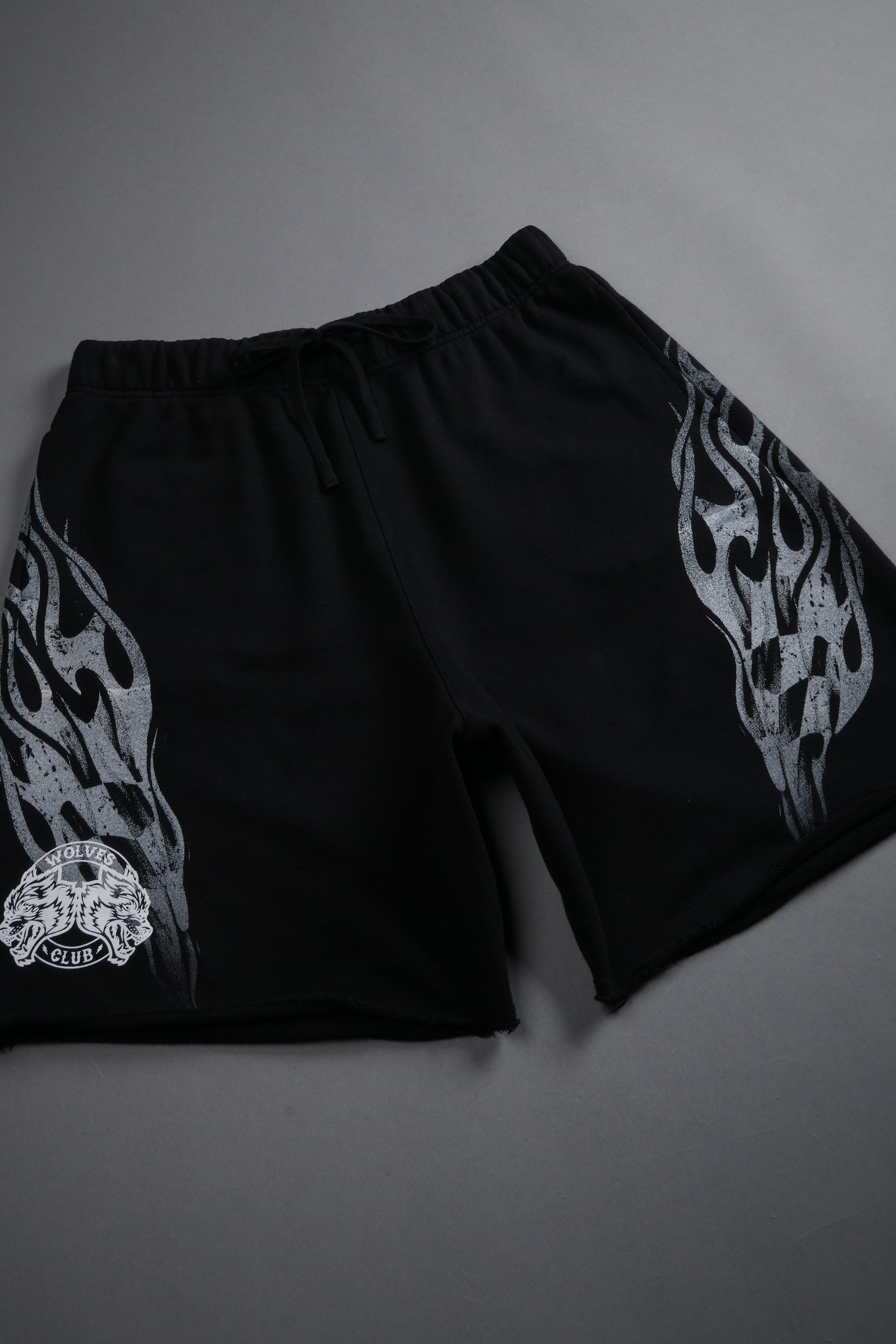 Race Inferno Grunge Oversized Raw Hem Post Lounge Sweat Shorts in