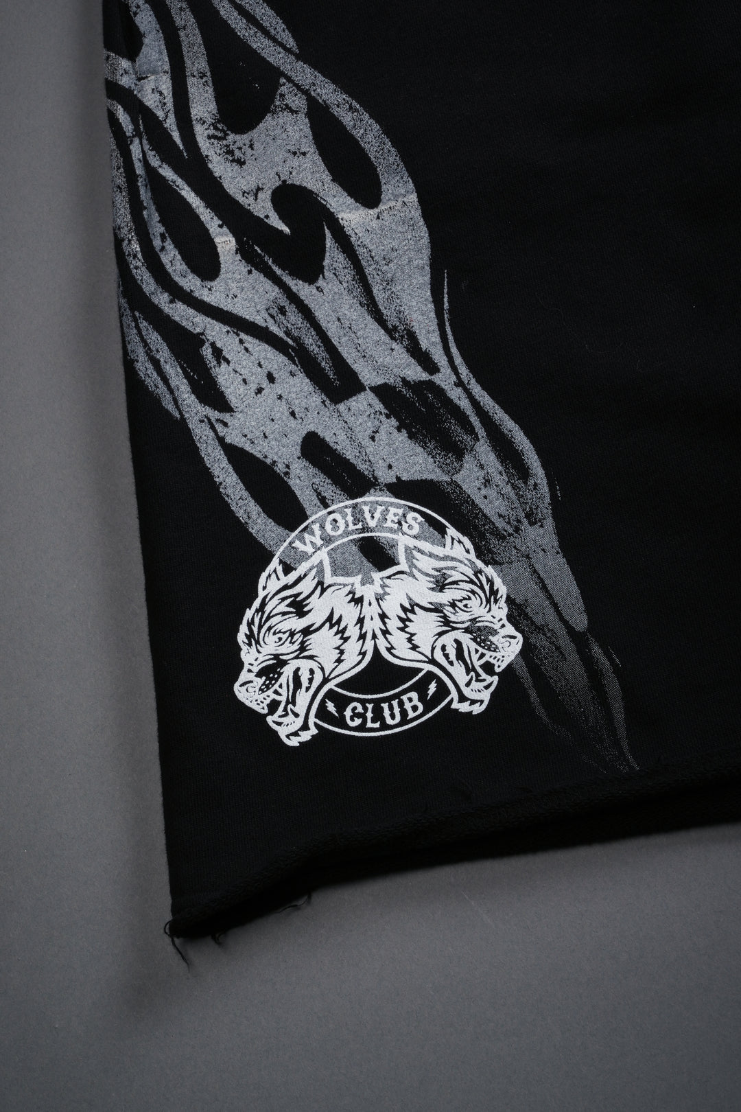 Race Inferno Grunge Oversized Raw Hem Post Lounge Sweat Shorts in Black