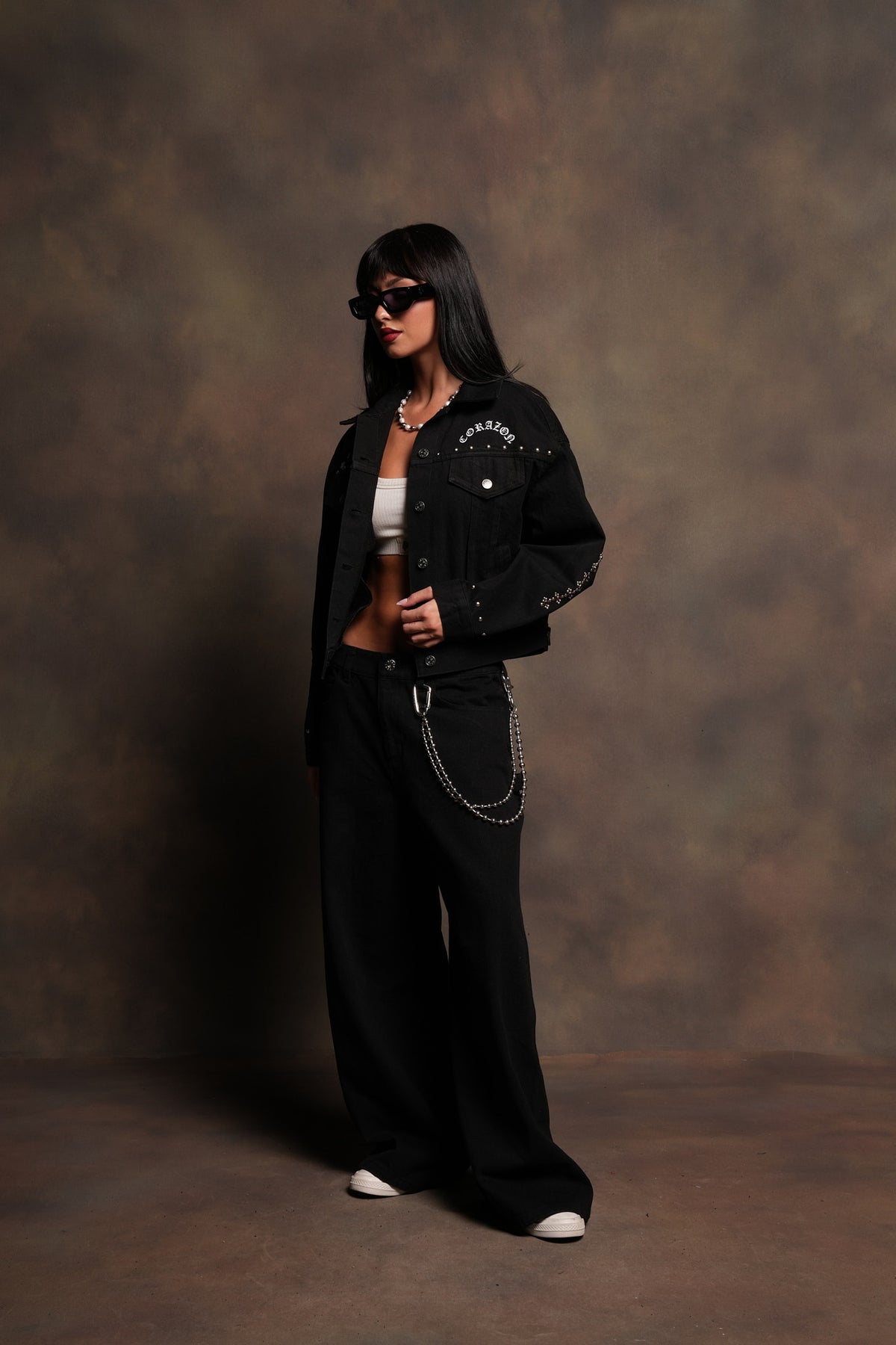 Wolves Pyramid She American Denim Jacket In Black