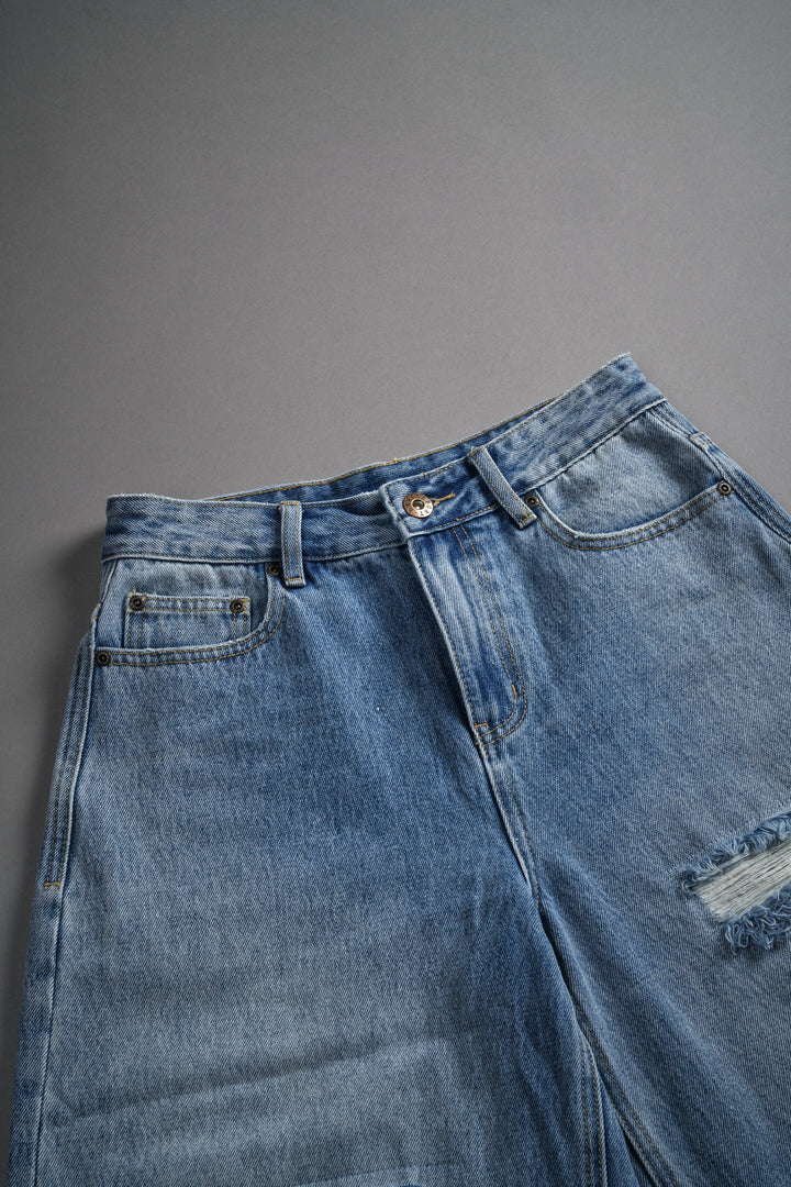 Wolf Chopper Seline Denim Shorts in Light Wash