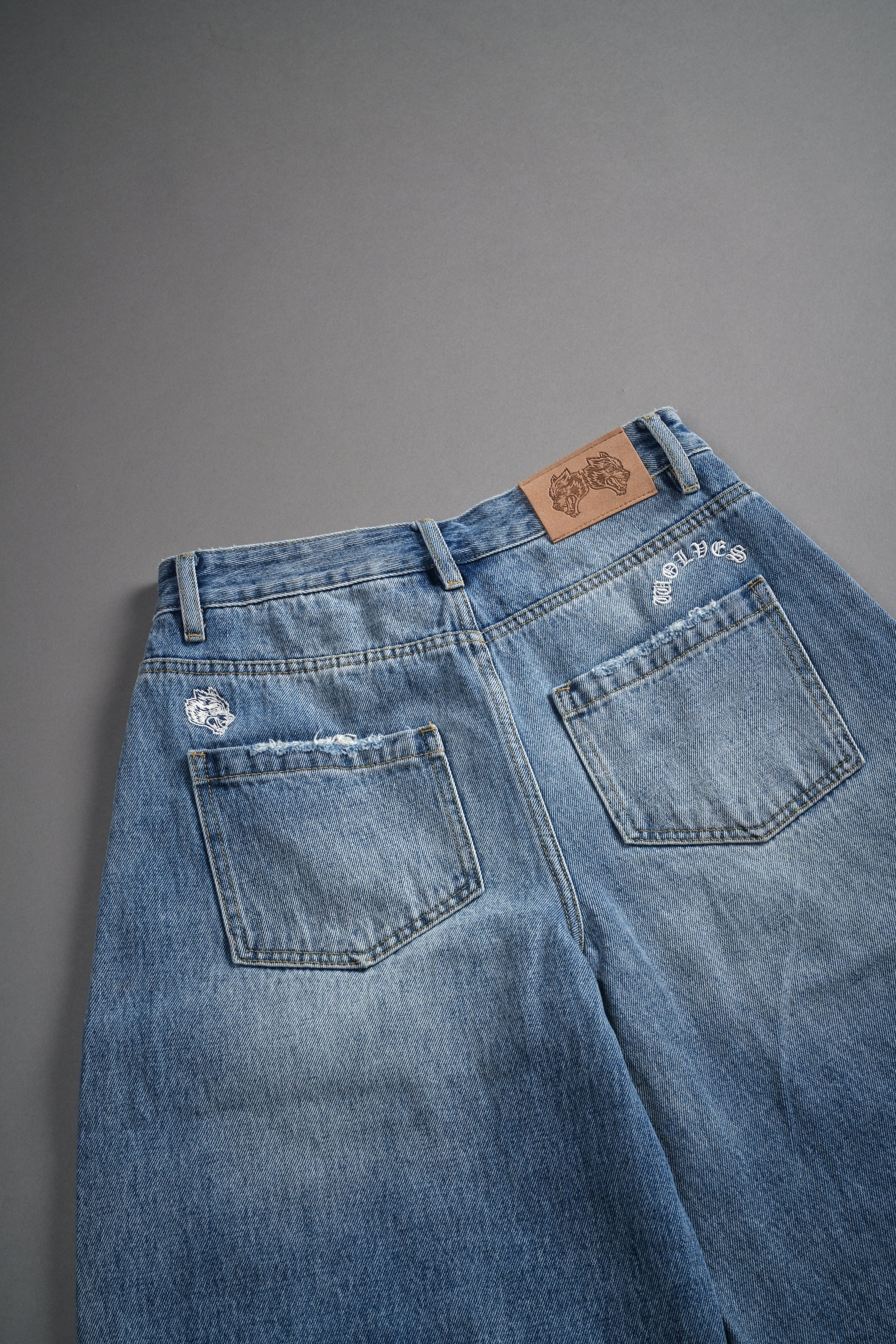 Wolf Chopper Seline Denim Shorts in Light Wash