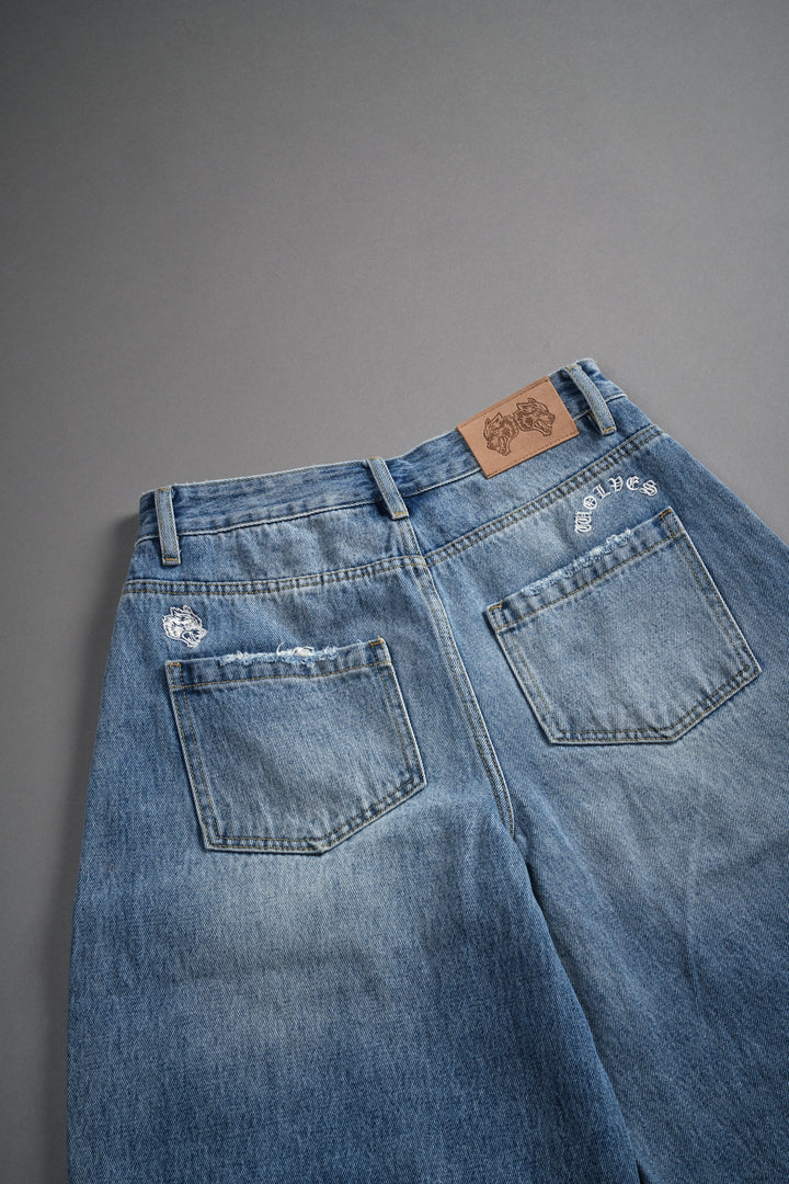 Wolf Chopper Seline Denim Shorts in Light Wash
