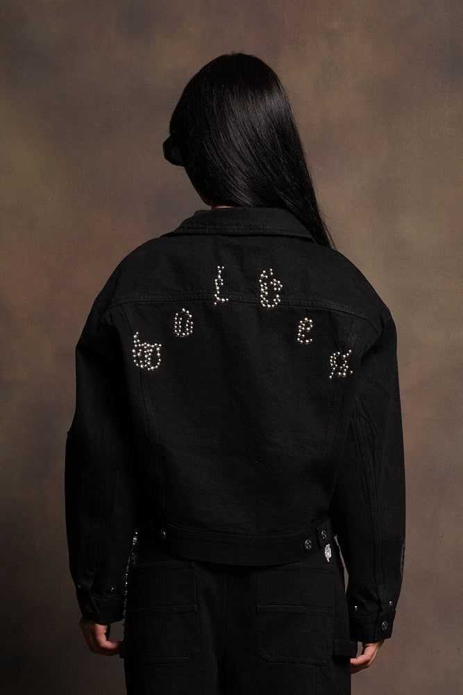 Wolves Pyramid She American Denim Jacket In Black