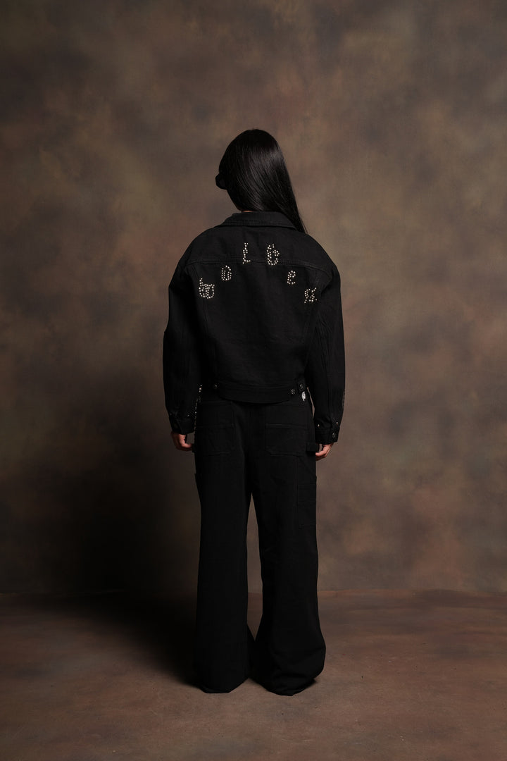 Wolves Pyramid She American Denim Jacket In Black