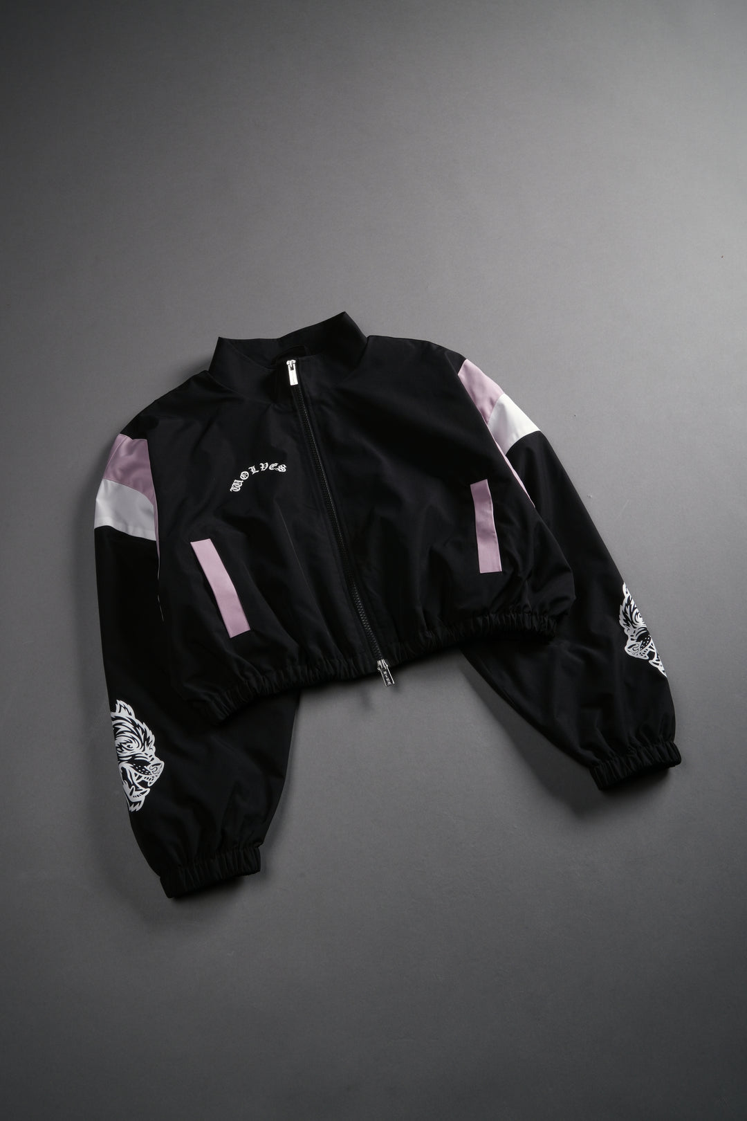 Death Becomes Her Nadia Track Jacket in Black/Purple Smoke/White
