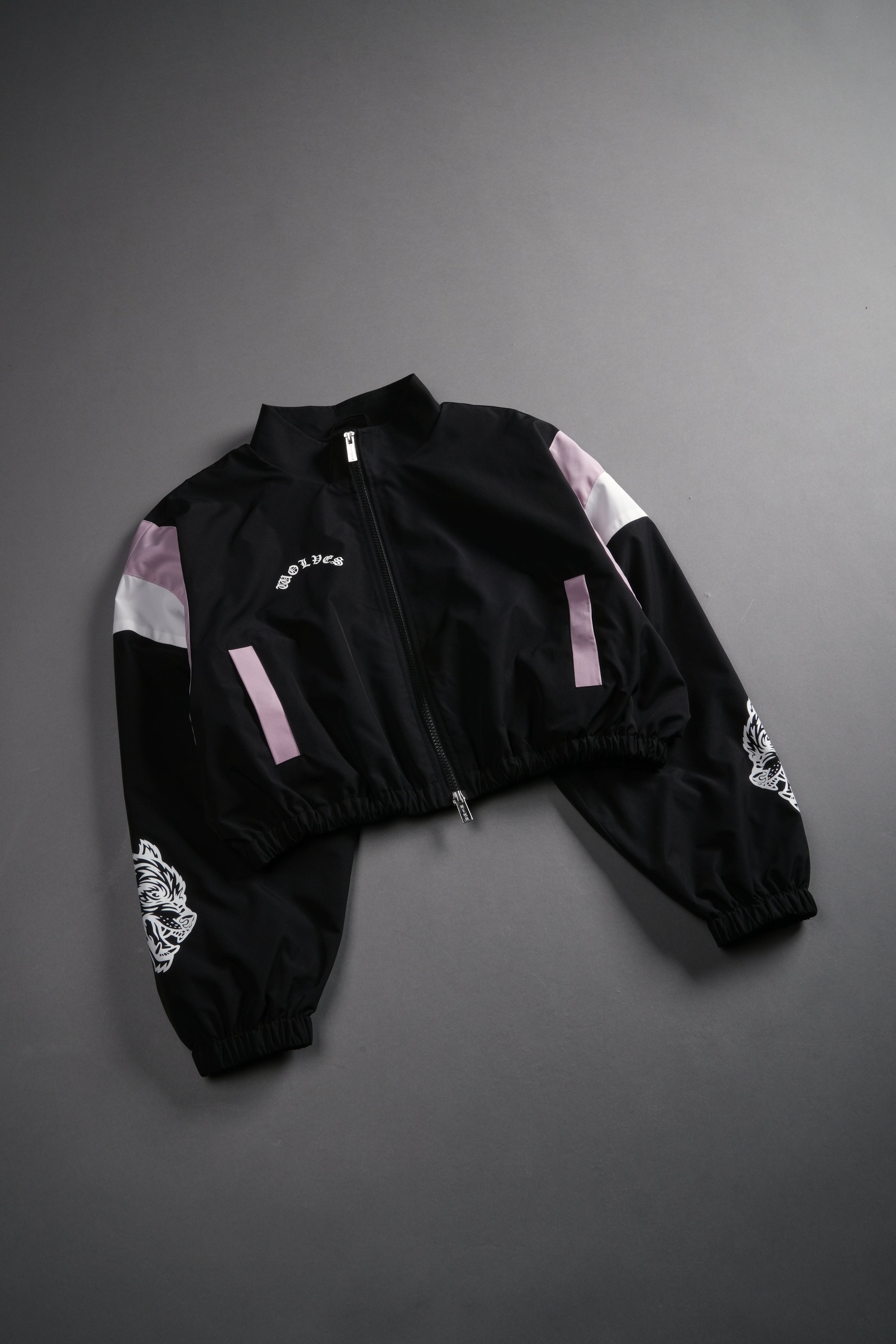Death Becomes Her Nadia Track Jacket in Black/Purple Smoke/White