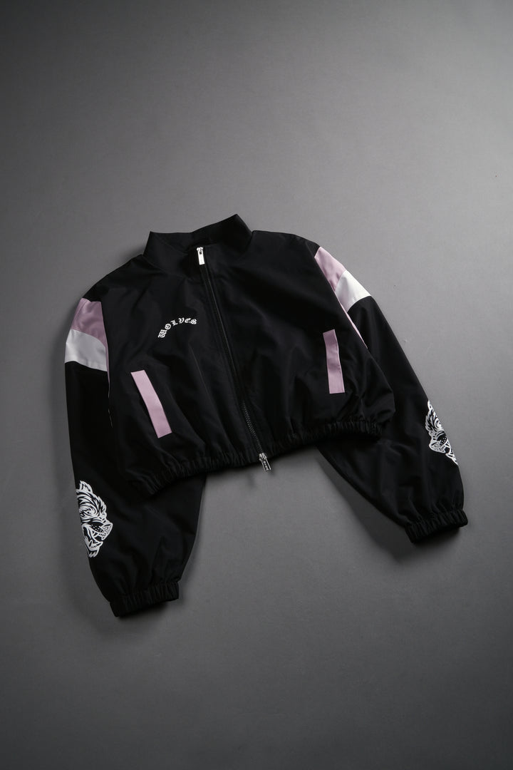 Death Becomes Her Nadia Track Jacket in Black/Purple Smoke/White