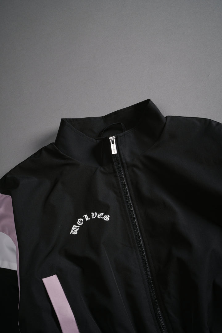 Death Becomes Her Nadia Track Jacket in Black/Purple Smoke/White