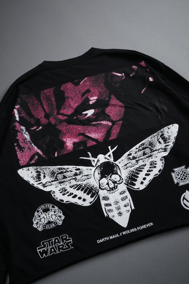 The Shadow Grunge Mid Length Raw Hem Ls Tee in Black