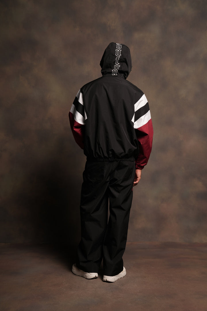 Lobo Chopper Brolic Track Jacket In Black/Cherry Red