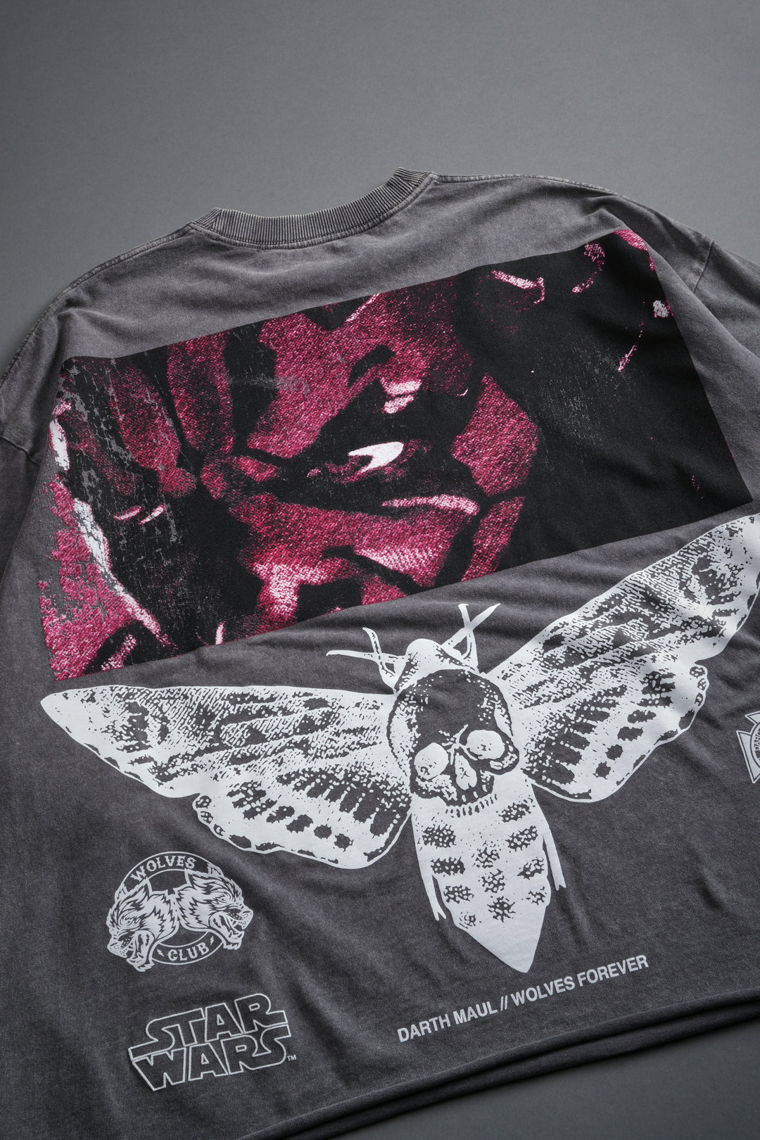 The Shadow Grunge Mid Length Raw Hem Ls Tee in Slate Gray