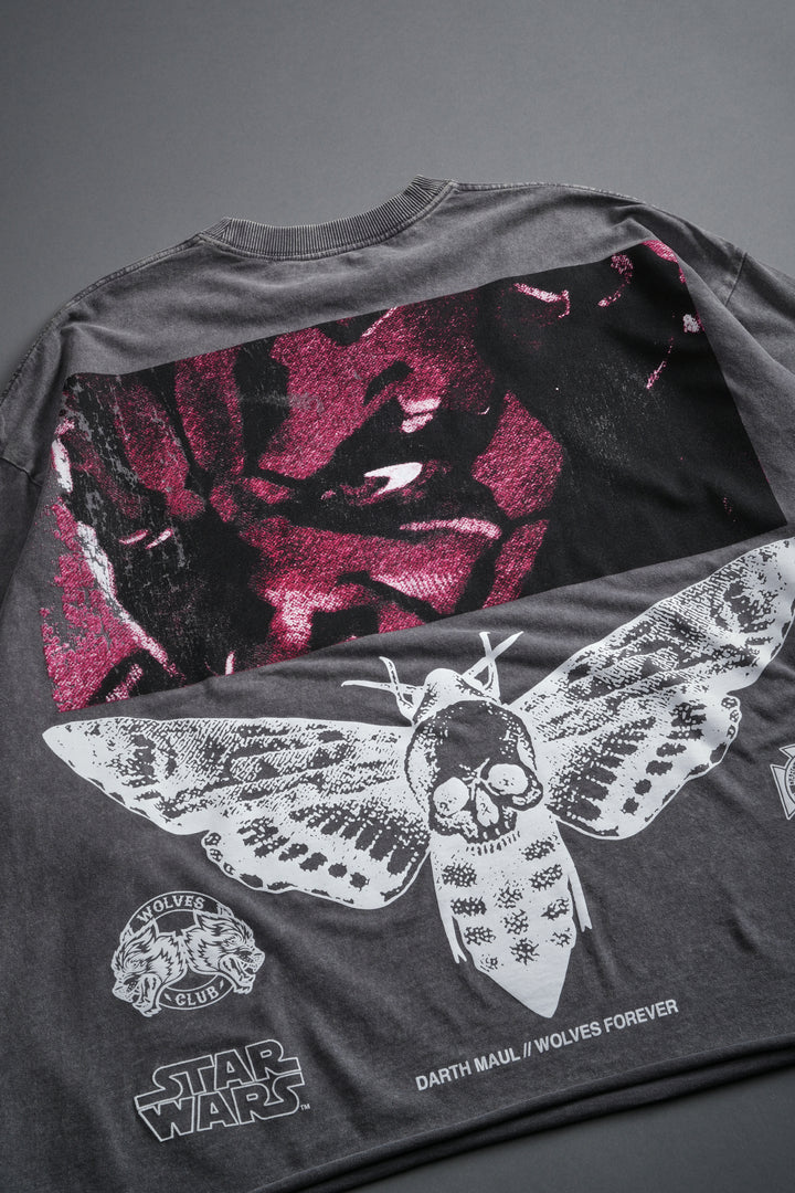 The Shadow Grunge Mid Length Raw Hem Ls Tee in Slate Gray