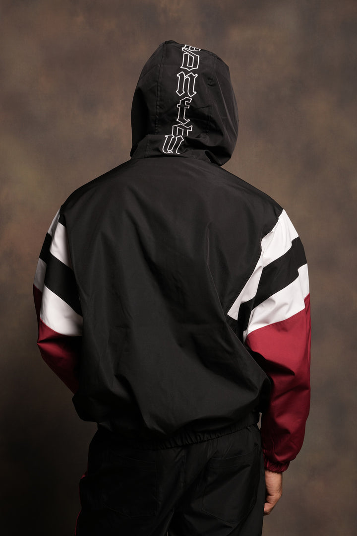Lobo Chopper Brolic Track Jacket In Black/Cherry Red