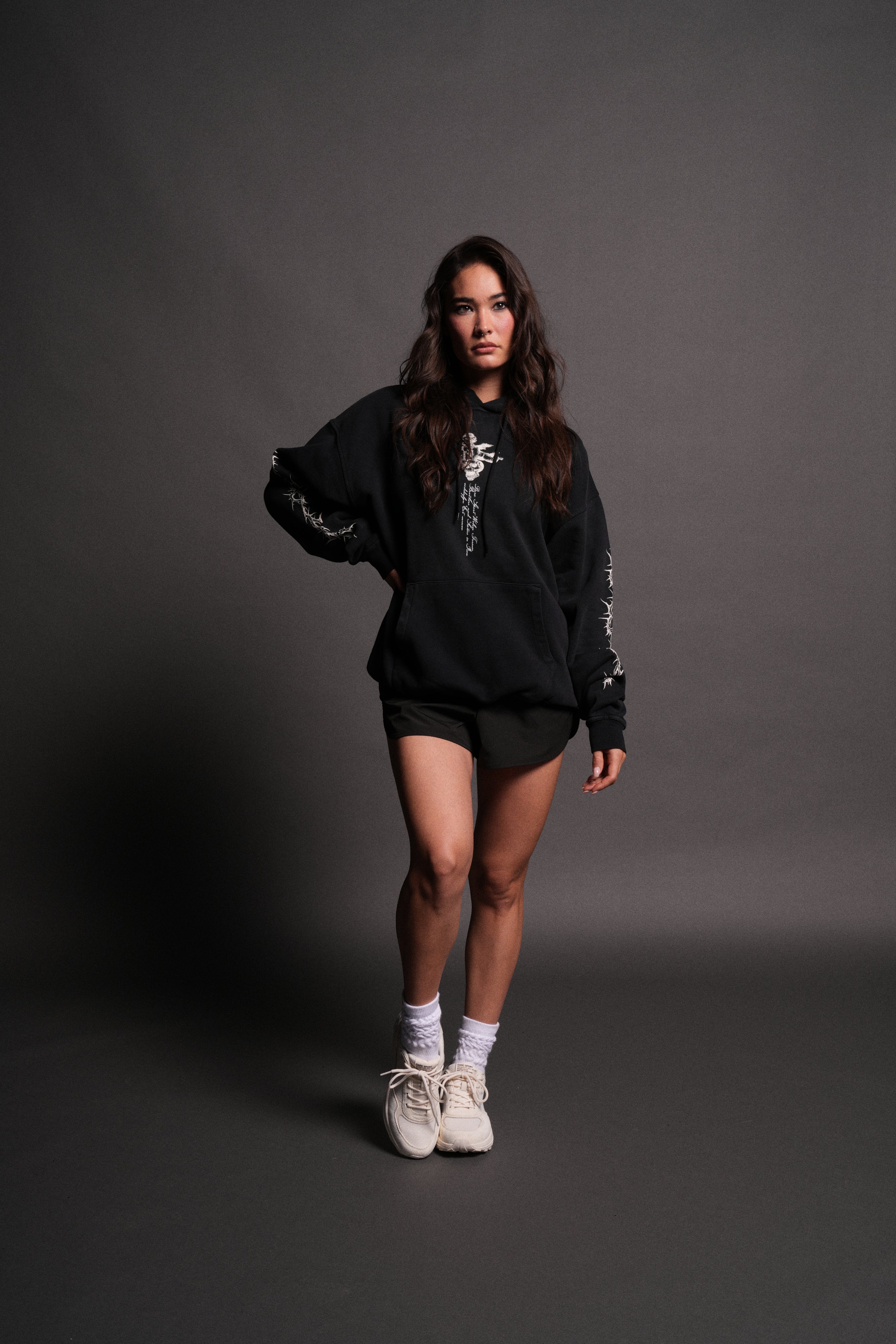 Our Virtue Unisex "Bishop" Hoodie in Black Driftwash