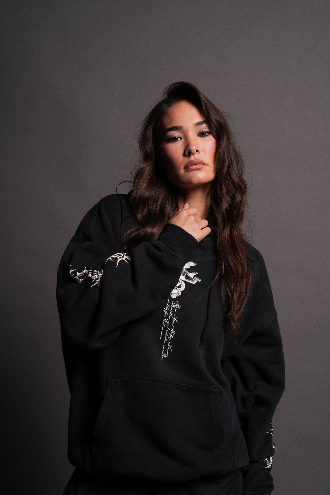 Our Virtue Unisex "Bishop" Hoodie in Black Driftwash