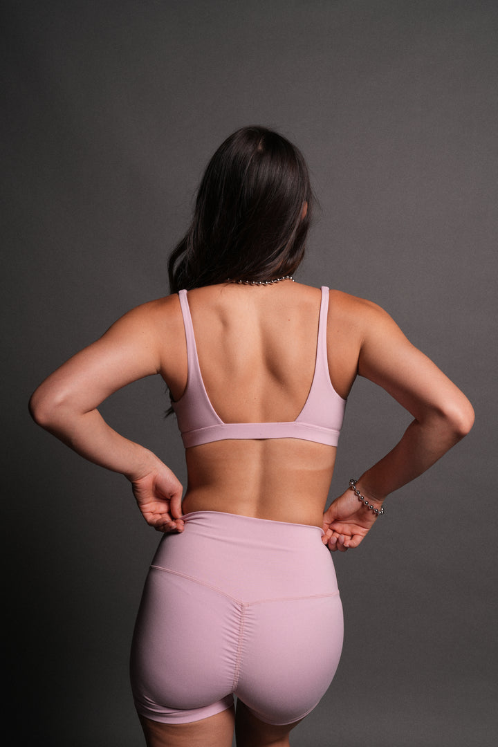 She Chopper V Sports Bra in Pink Dust