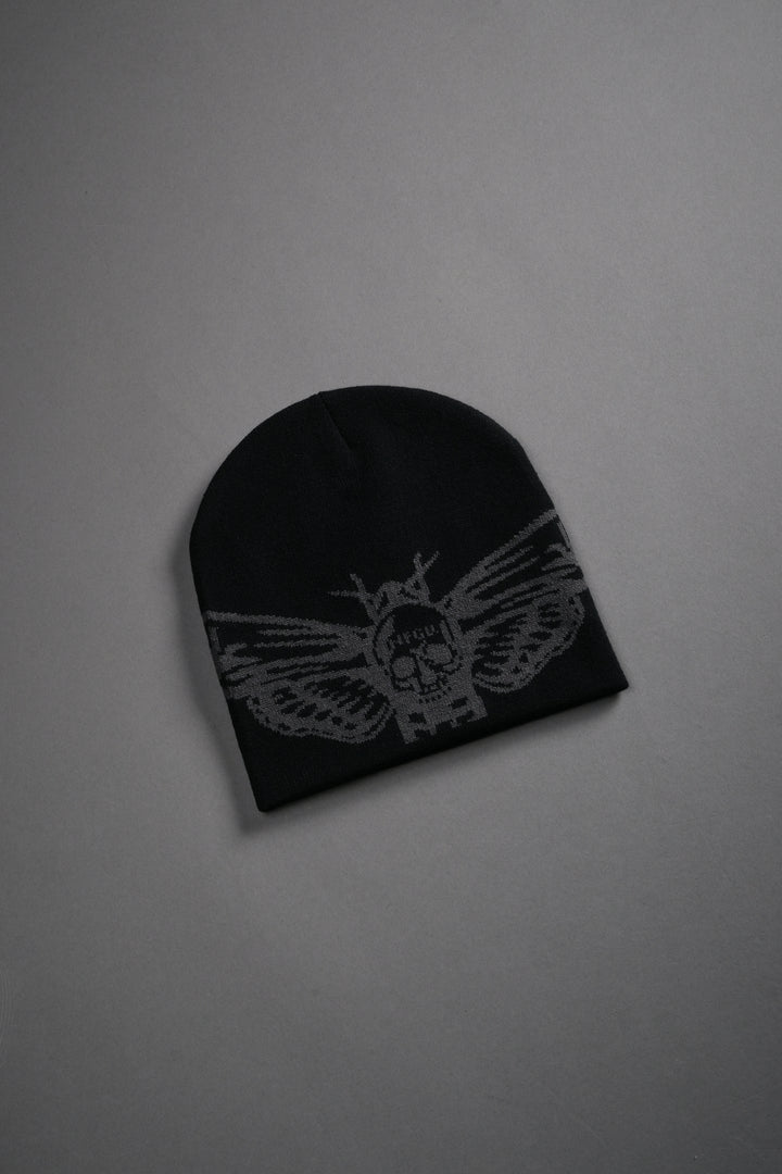 Moth Kanji Cap Beanie in Black
