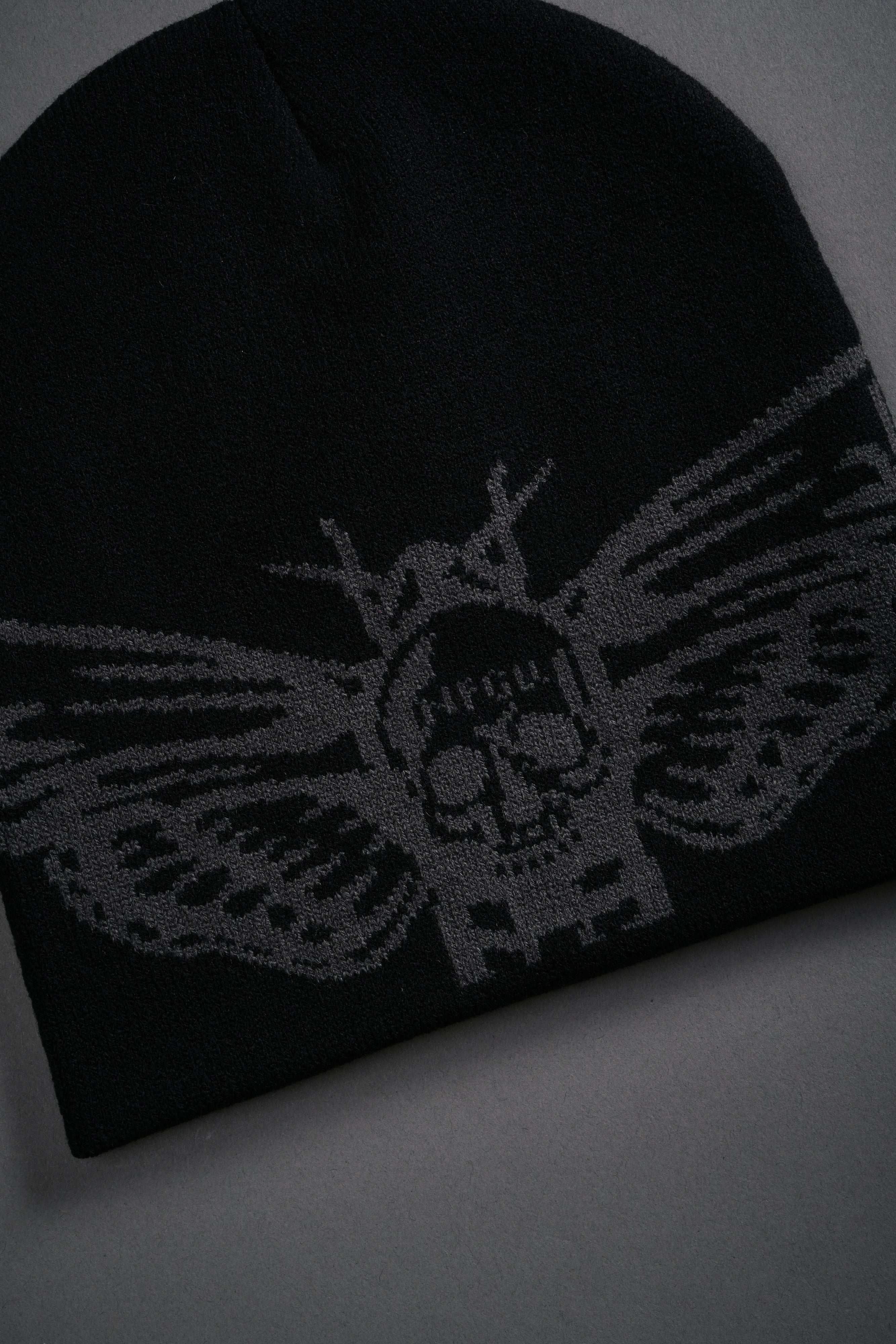 Moth Kanji Cap Beanie in Black