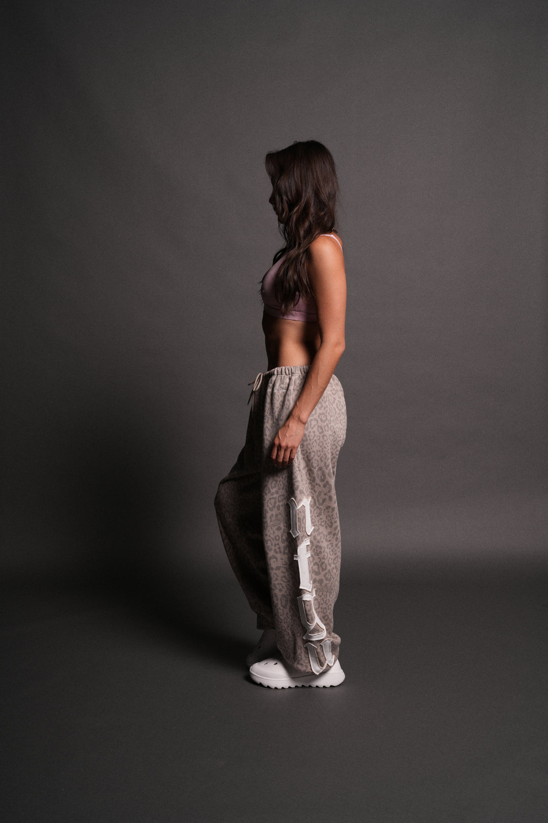 Our Mantra Lightweight Lounger Sweat Pants in Clay Leopard