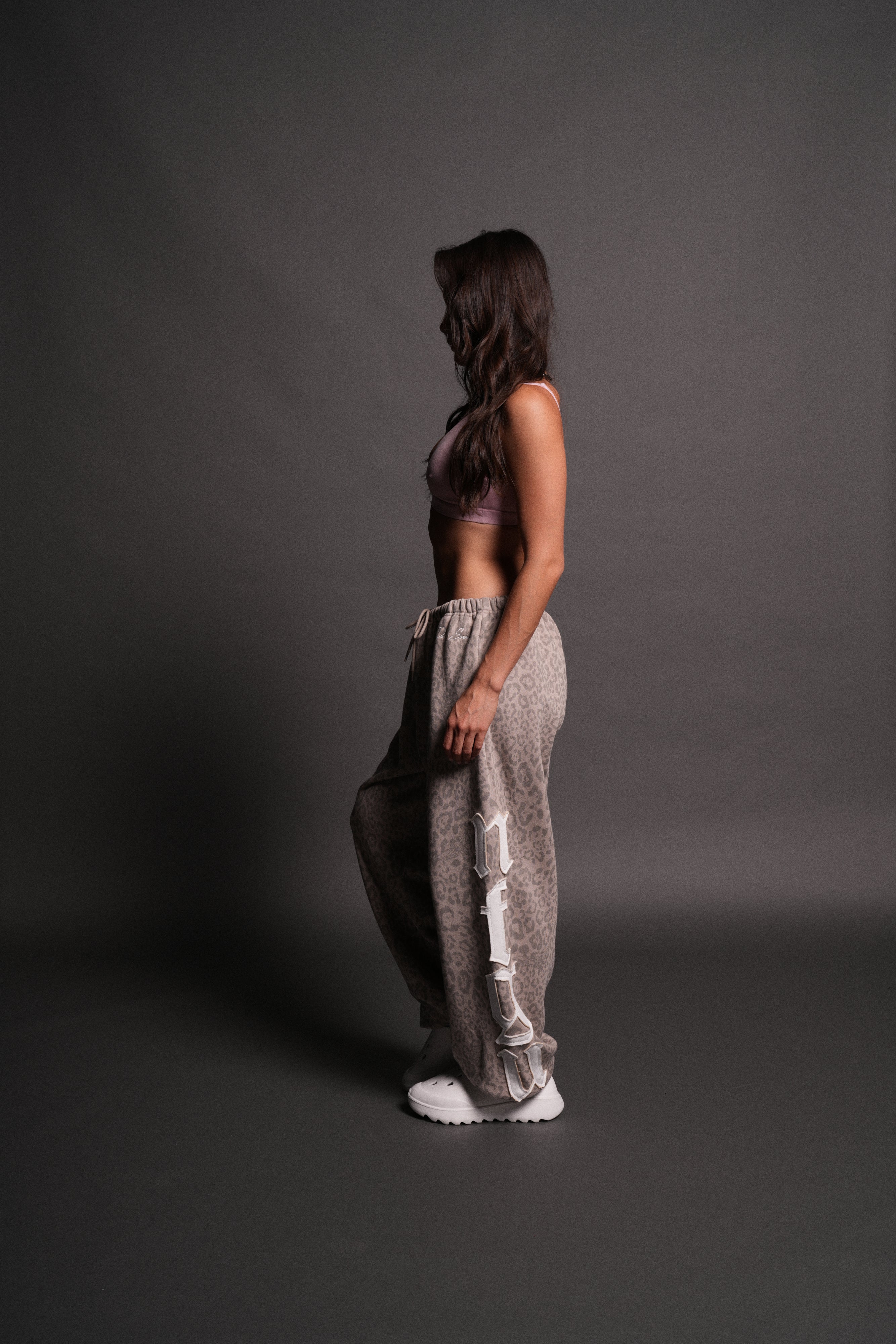Our Mantra Lightweight Lounger Sweat Pants in Clay Leopard