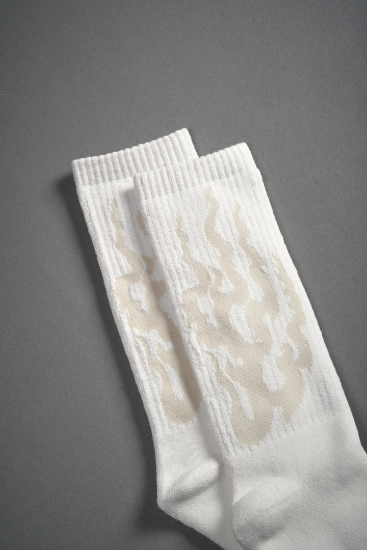 Darc Infernal Full Flames Classic Socks in Cream