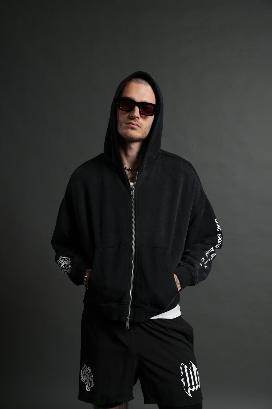 Boba Fett Vex Double Zip Hoodie in Black Drift Wash