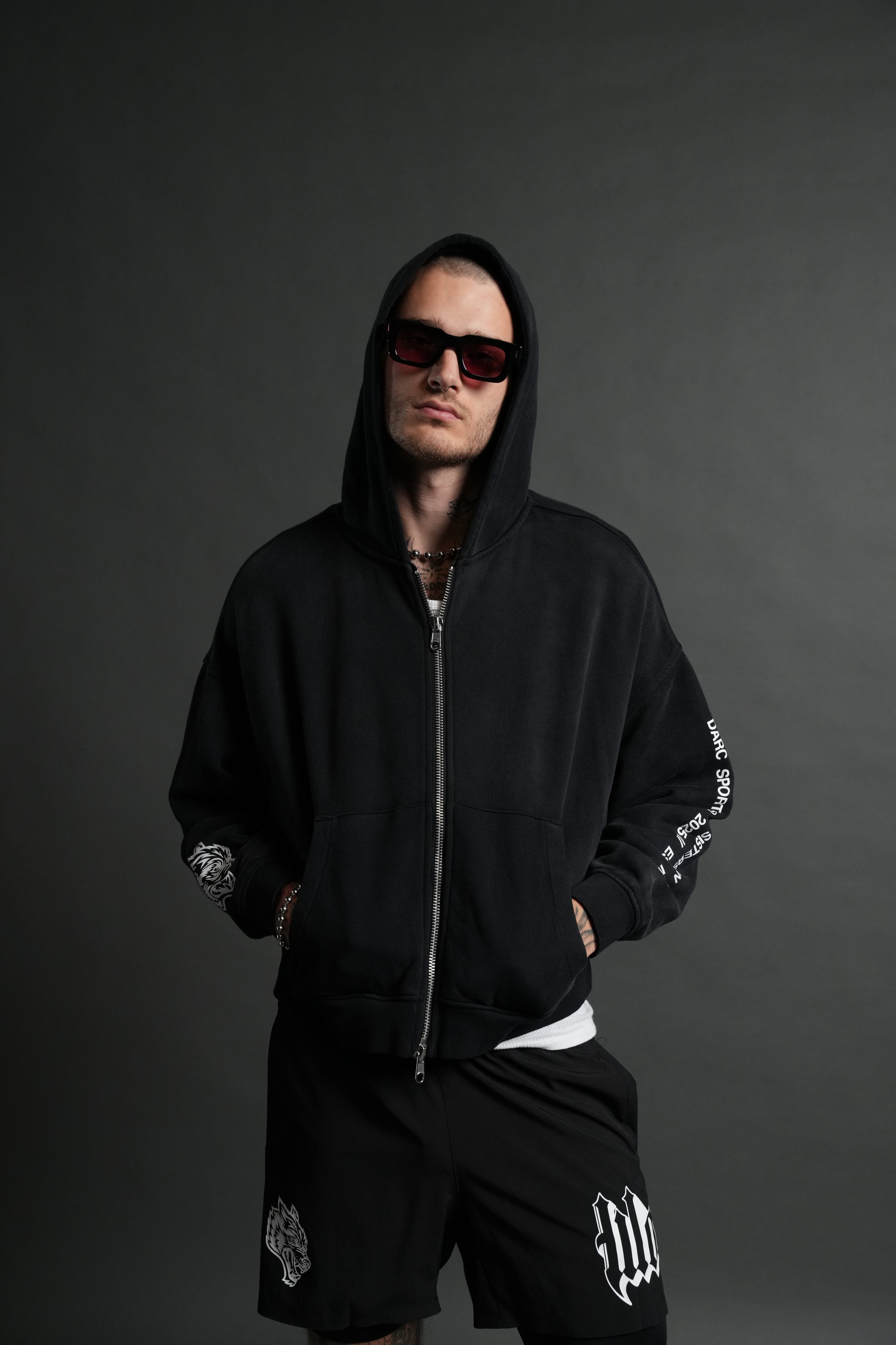 Boba Fett Vex Double Zip Hoodie in Black Drift Wash