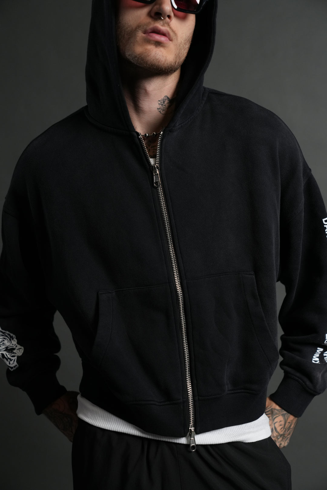 Boba Fett Vex Double Zip Hoodie in Black Drift Wash