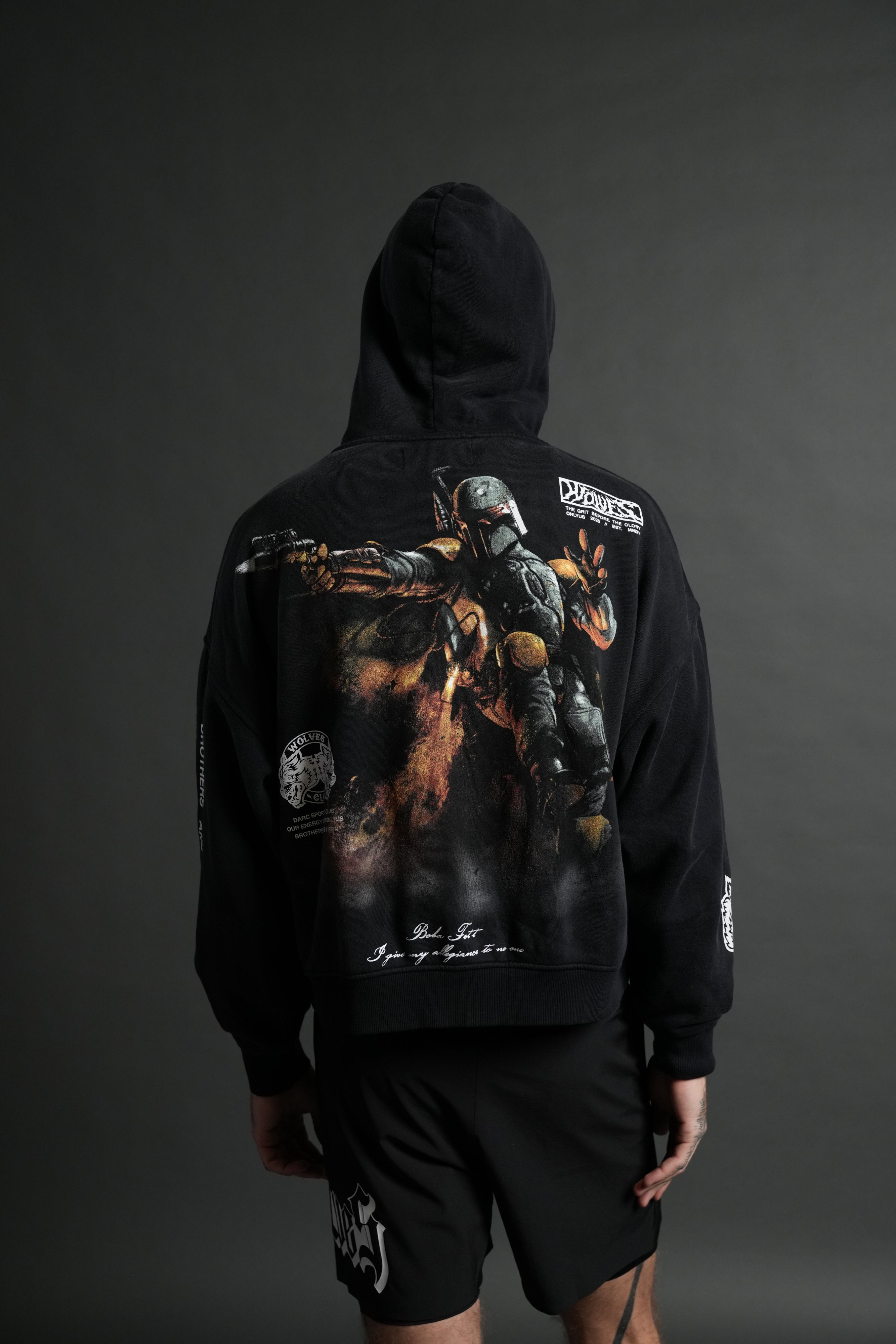 Boba Fett Vex Double Zip Hoodie in Black Drift Wash