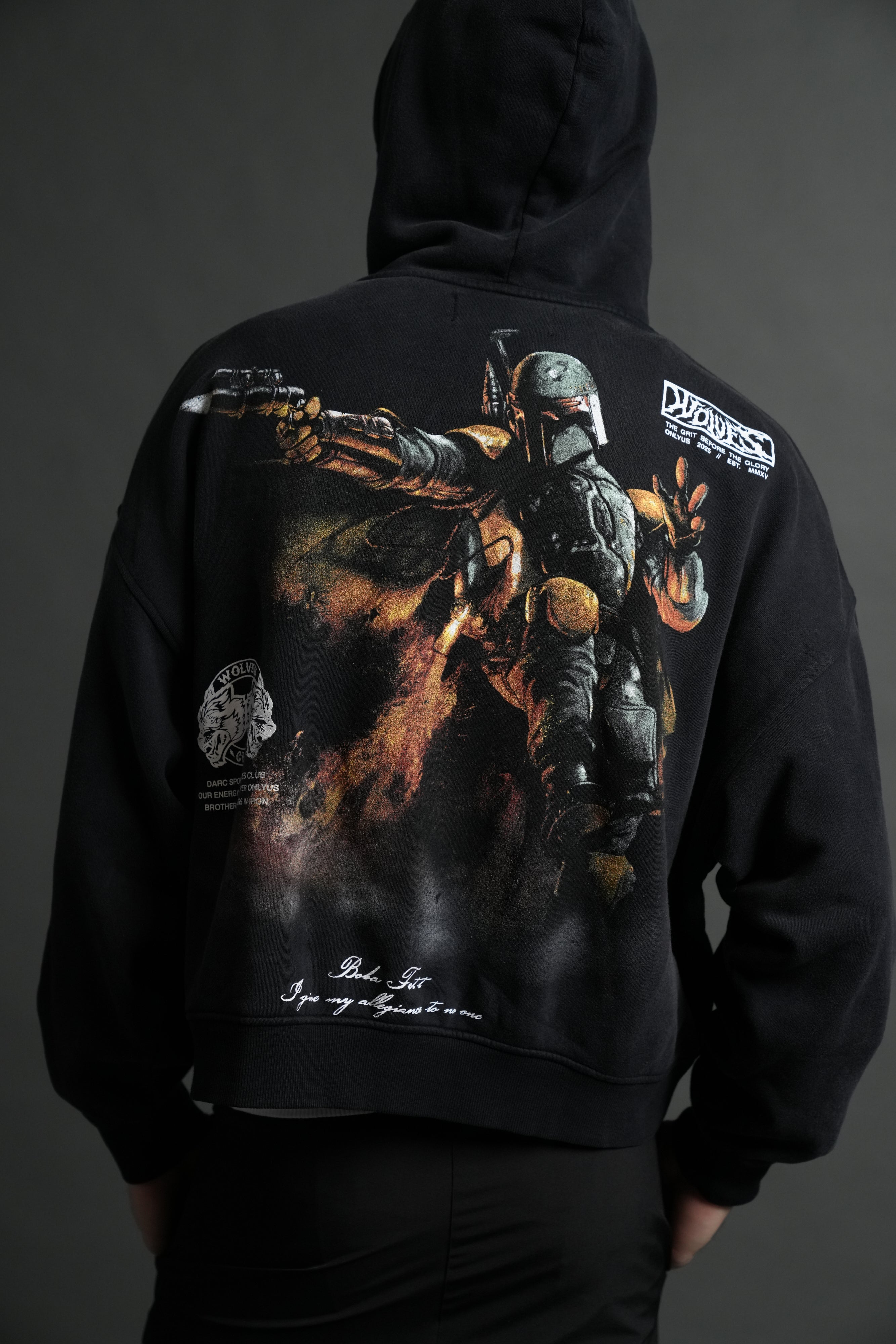Boba Fett Vex Double Zip Hoodie in Black Drift Wash