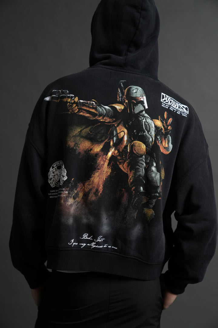 Boba Fett Vex Double Zip Hoodie in Black Drift Wash
