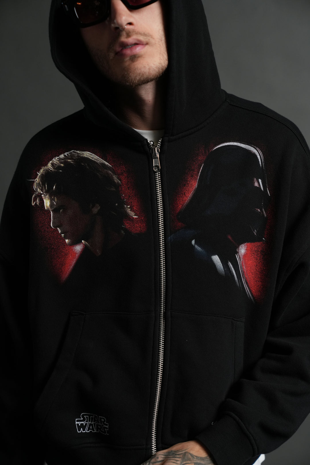 Turn Dark Vex Double Zip Hoodie in Black