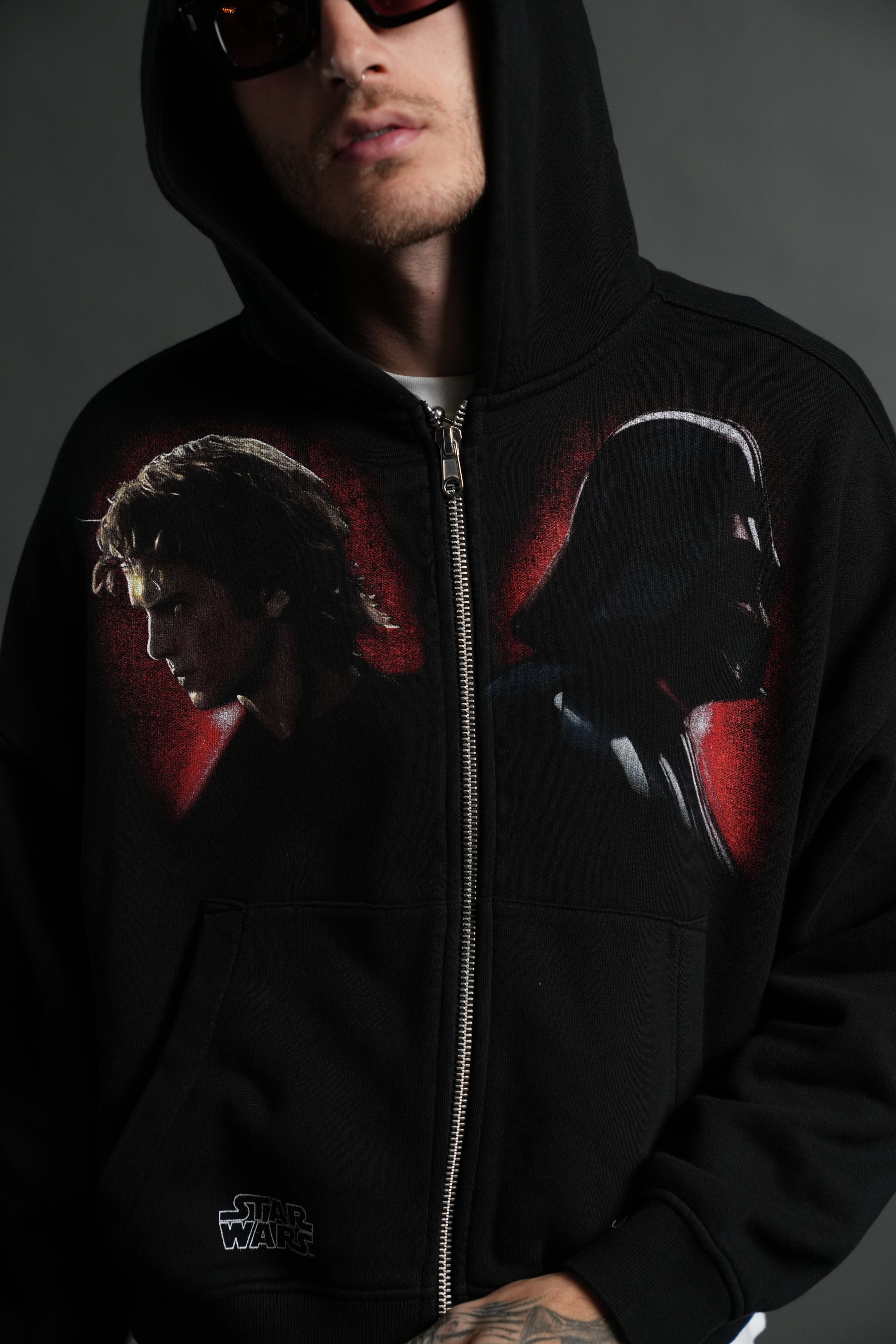 Turn Dark Vex Double Zip Hoodie in Black