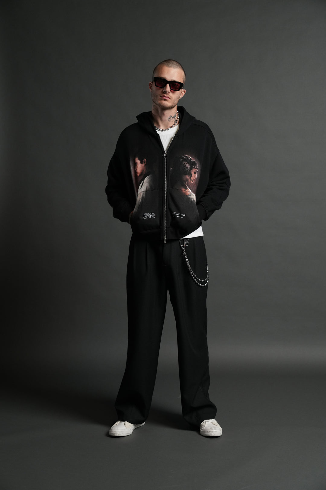 Crossed Paths Darco Double Zip Hoodie in Black