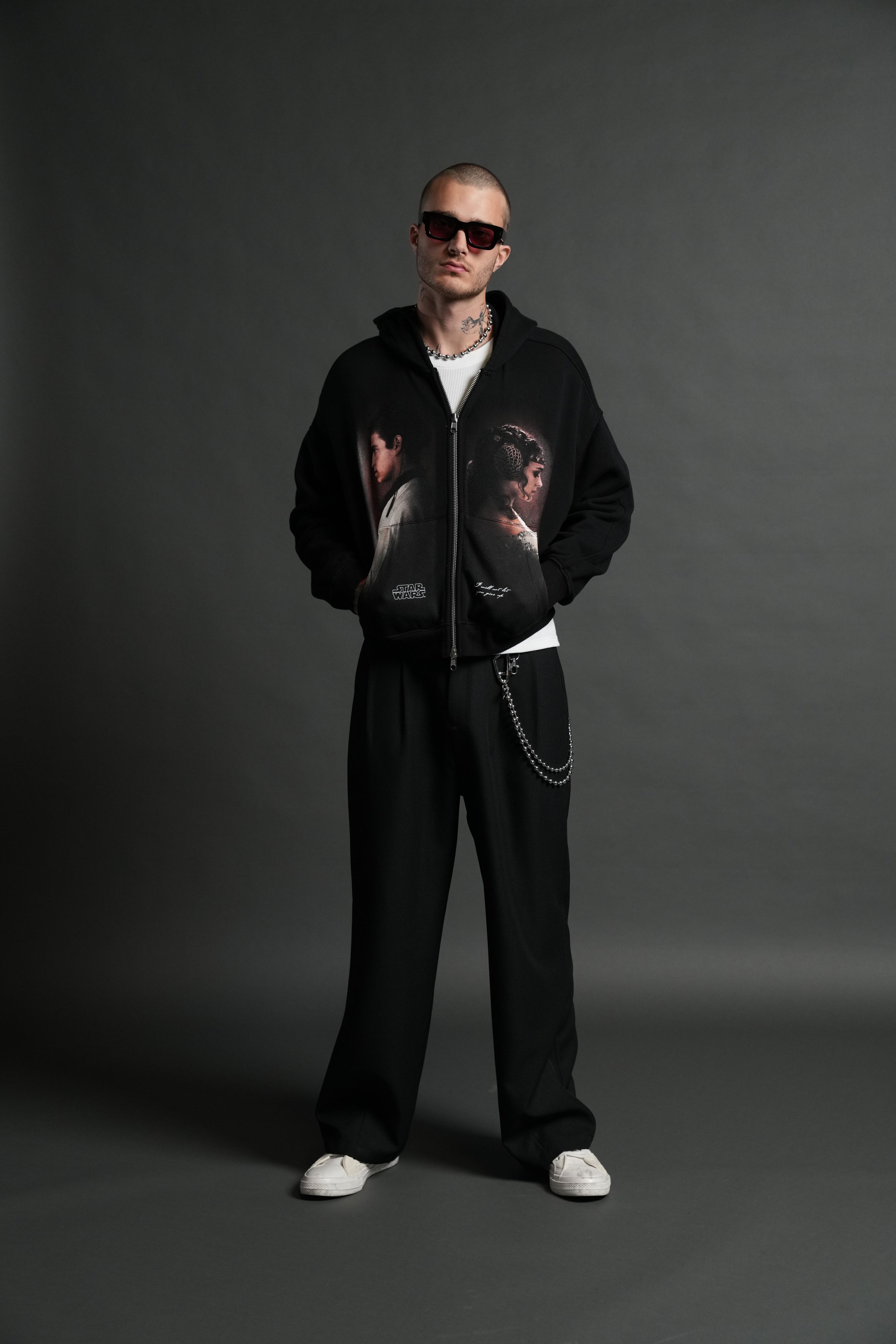 Crossed Paths Darco Double Zip Hoodie in Black