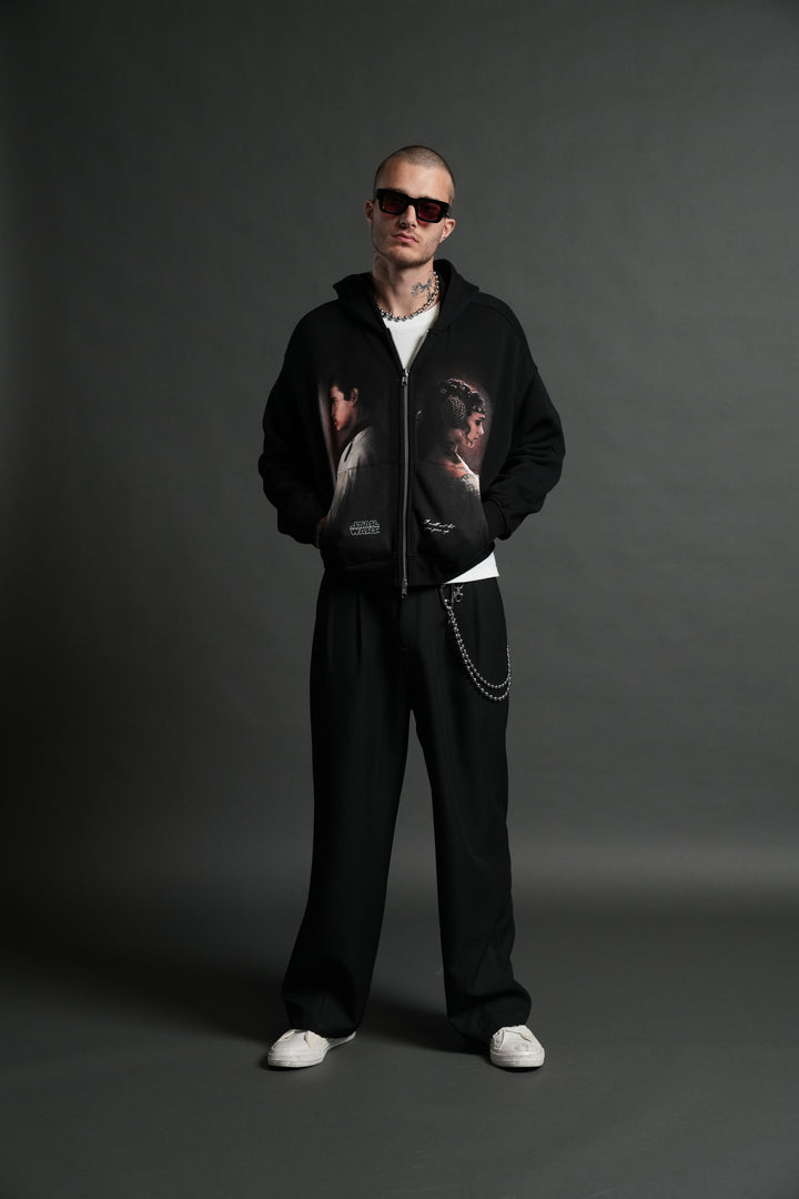 Crossed Paths Darco Double Zip Hoodie in Black