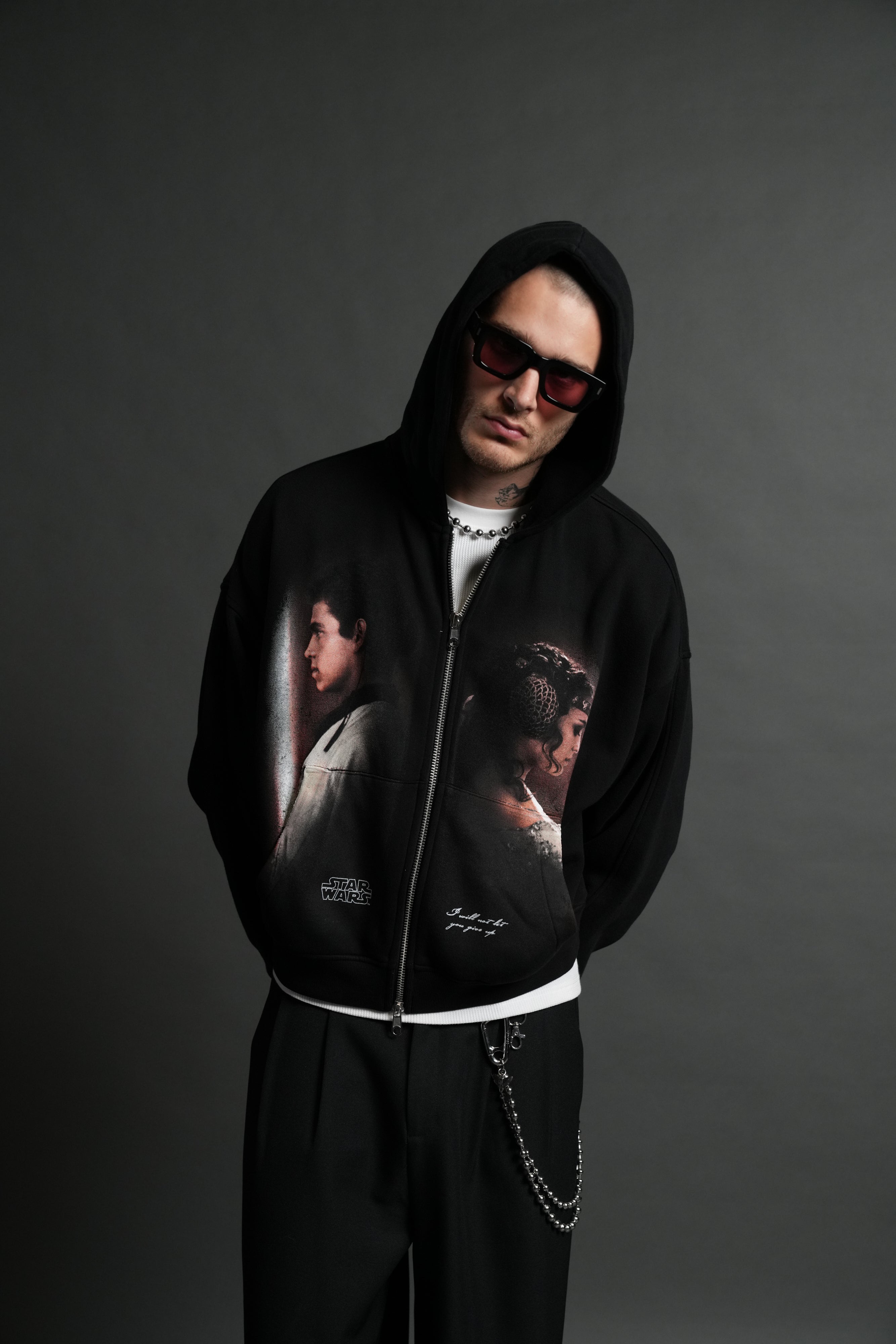 Crossed Paths Darco Double Zip Hoodie in Black