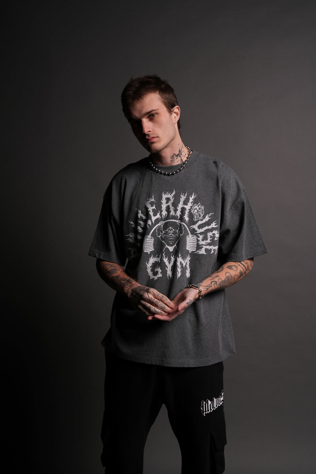 Iron Flame "Premium" Oversized Tee in Darc Heather Gray