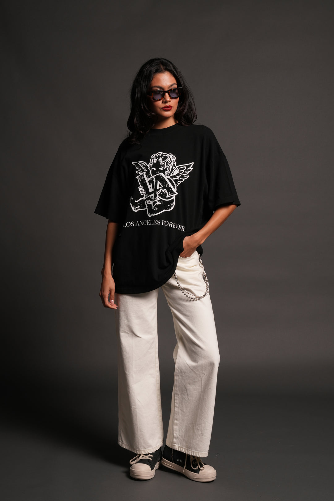 Los Cherub Premium Oversized Tee in Black