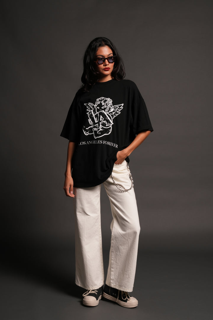 Los Cherub Premium Oversized Tee in Black